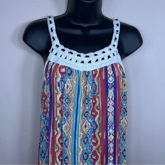 LARGE ANGIE SOUTHWEST TANK WESTERN BEADED EMBROIDERED SLEEVELESS TOP - Picture 3 of 9